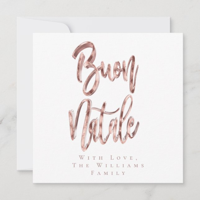 Buon Natale Rose Gold Script Italian Christmas Hol Holiday Card (Front)