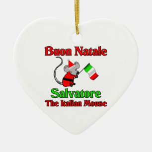 Buon Natale Salvatore The Italian Mouse Ceramic Ornament