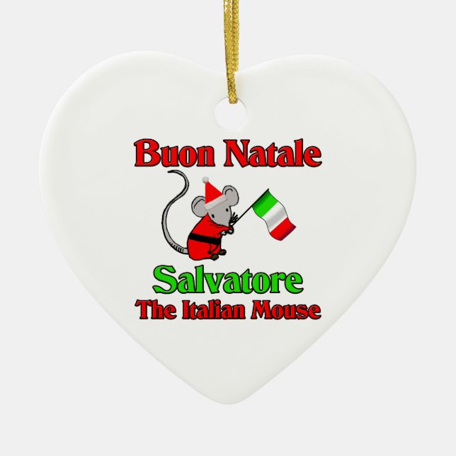 Buon Natale Salvatore The Italian Mouse Ceramic Ornament (Front)
