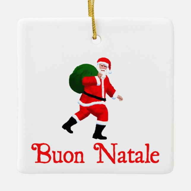 Buon Natale - Santa Claus Ceramic Ornament (Front)