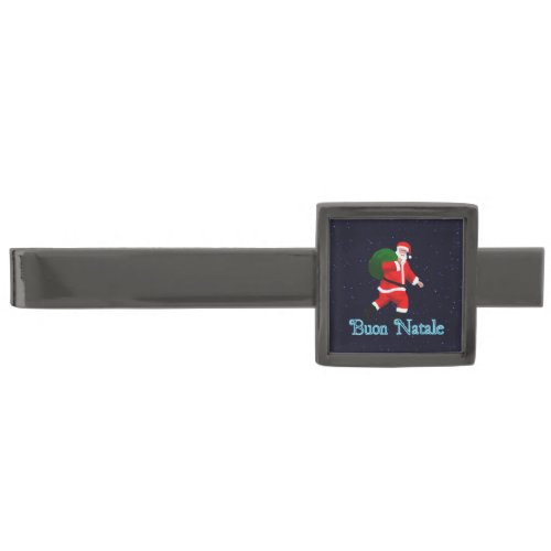 Buon Natale _ Santa Claus Gunmetal Finish Tie Clip