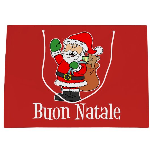 Smile Natale.Buon Natale Santa Italian Merry Christmas Large Gift Bag Zazzle Com