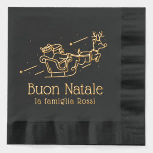 Buon Natale Santa Sleigh Italian Family Christmas Foil Napkins