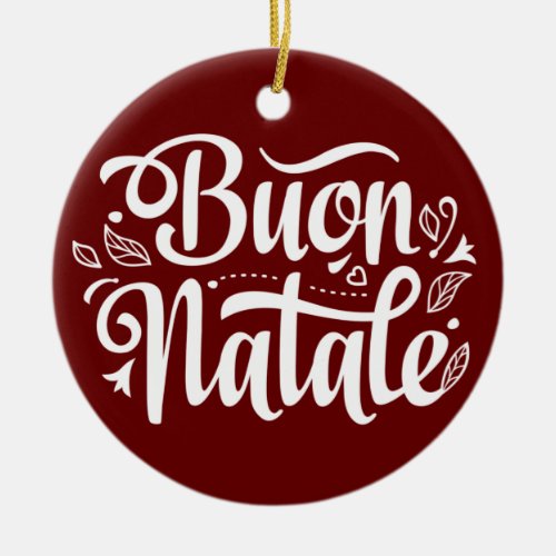 Buon Natale Simple Red Italian Christmas  Ceramic Ornament