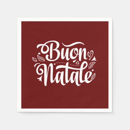 Buon Natale Simple Red Italian Christmas  Napkins
