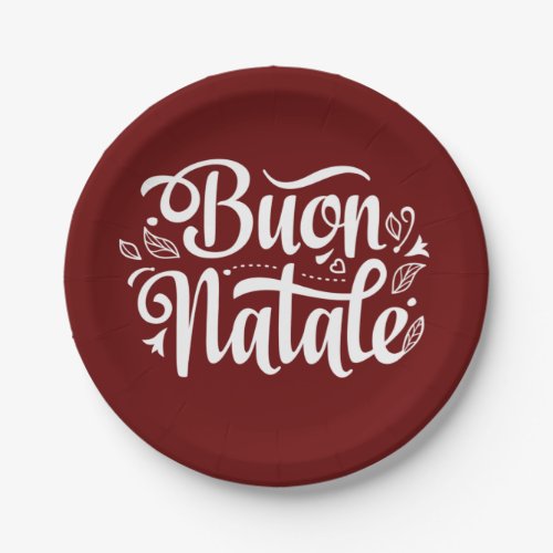 Buon Natale Simple Red Italian Christmas Paper Plates