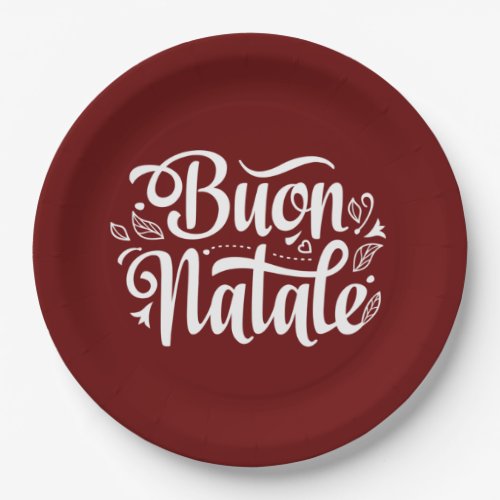 Buon Natale Simple Red Italian Christmas  Paper Plates