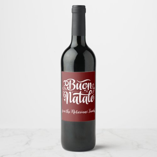 Buon Natale Simple Red Italian Christmas Wine Label