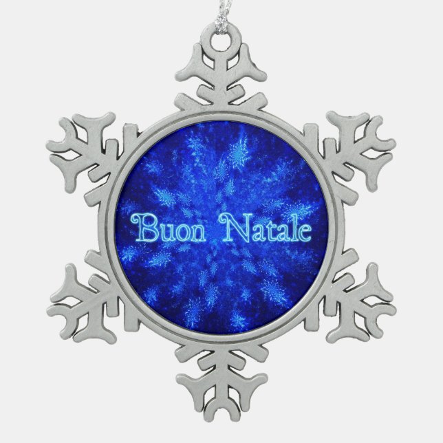 Buon Natale - Snowburst Snowflake Pewter Christmas Ornament (Front)