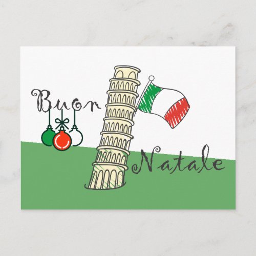 Buon Natale Tower of Pisa Holiday Postcard