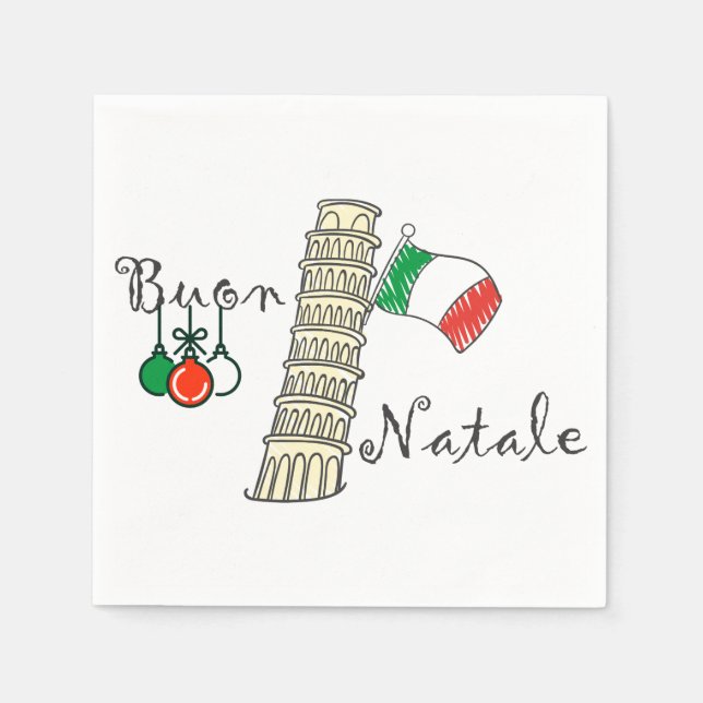 Buon Natale Tower of Pisa Napkins (Front)