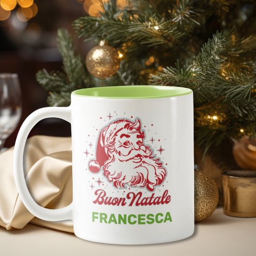 Buon Natale Vintage Santa Italian Christmas Two_Tone Coffee Mug