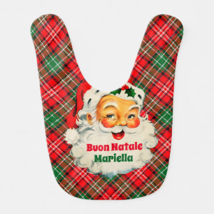 Buon Natale Vintage Santa Plaid bib