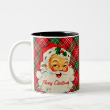 Buon Natale Vintage Santa Plaid Mug
