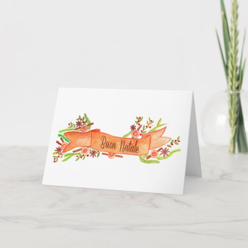 Buon Natale watercolor Christmas banner Holiday Card