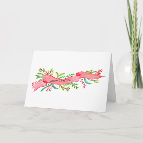 Buon Natale watercolor Christmas banner Holiday Card