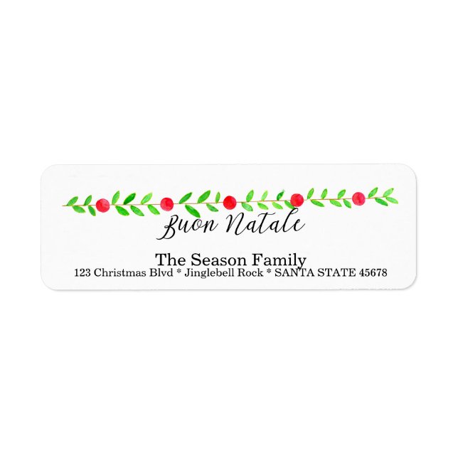 Buon Natale, watercolor Christmas banner Label (Front)