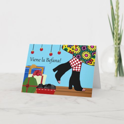 Buona Befana Christmas Epiphany Witch Gets Ready Holiday Card