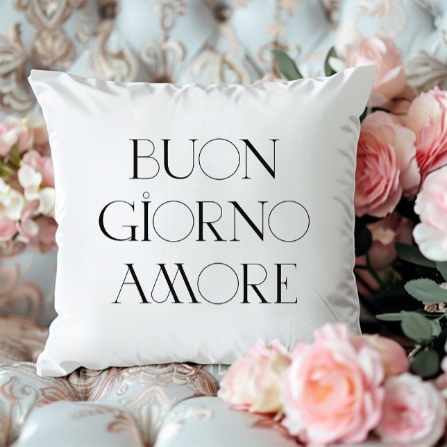 Buongiorno Amore | Chic Italian Modern Script Throw Pillow (Creator Uploaded)