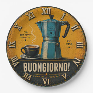 Buongiorno Italian Espresso Moka Pot Kitchen Café Paper Plates