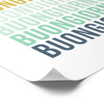 Buongiorno Italian Hello Typography Cute Colorful Poster | Zazzle