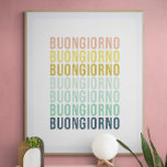 Buongiorno Italian Hello Typography Cute Colorful Poster at Zazzle