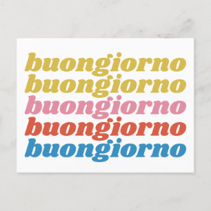 Buongiorno Italian Hello Typography Cute Retro Postcard