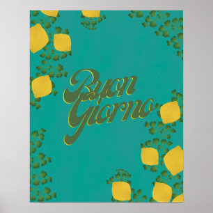 BuonGiorno Italian Retro Typography Botanical Poster