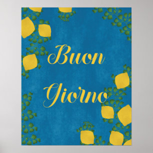 BuonGiorno Italian Vintage Typography Botanical Poster