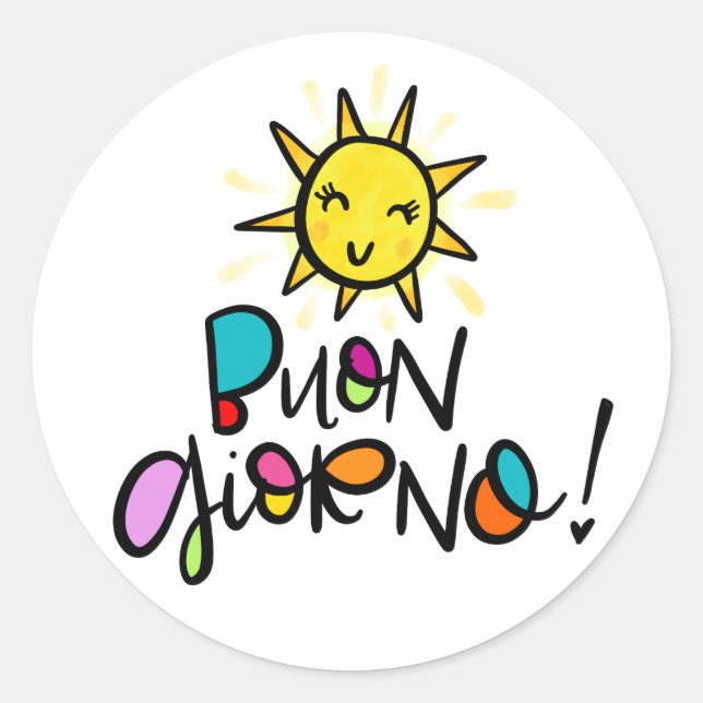 Buono Giorno, hand drawn Classic Round Sticker (Front)