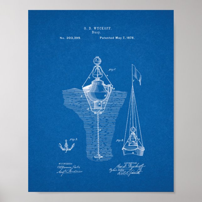 Buoys Patent - Blueprint Poster (Front)