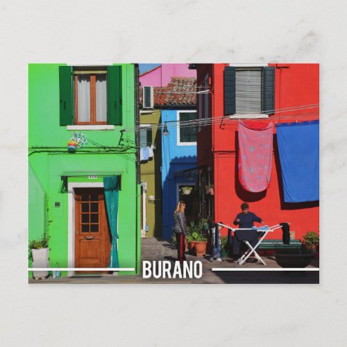 Burano Colorful Houses Postcard