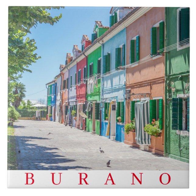 Burano colorful houses view ceramic tile (Front)