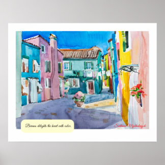 Burano Colorful Street with Custom Memories Poster