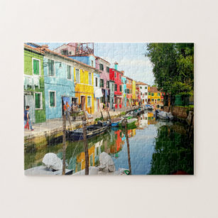 Burano island near Venice, Rainbow Houses in Italy Jigsaw Puzzle