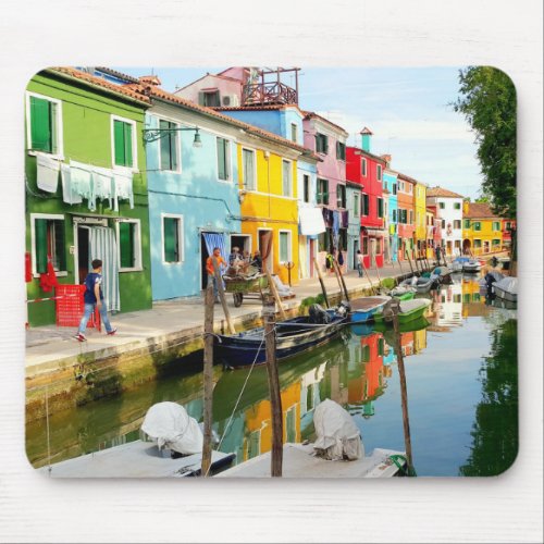 Burano island near Venice Rainbow Houses in Italy Mouse Pad