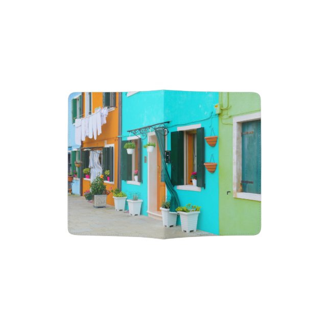 Burano Italy Buildings Passport Holder (Opened)