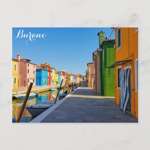 Burano Italy Colorful Houses on Canal Postcard