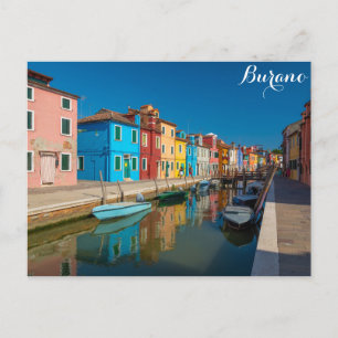 Burano Italy Colorful Houses on Canal Postcard