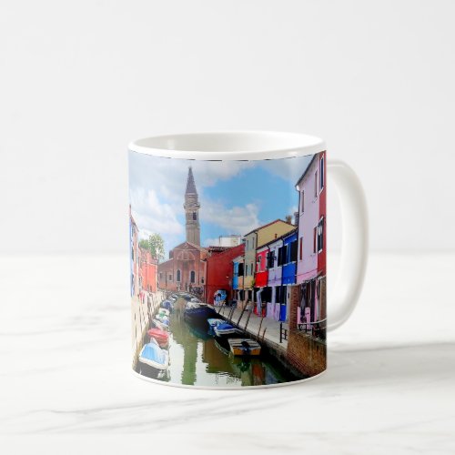 Burano Italy Italian Colorful Houses  Boat Canal Coffee Mug
