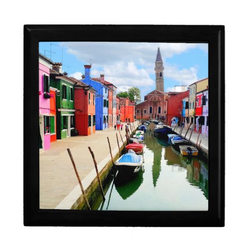 Burano Italy Italian Colorful Houses  Boat Canal Gift Box