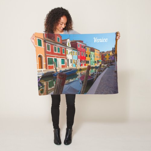 Burano Street Scene Venice Italy Fleece Blanket