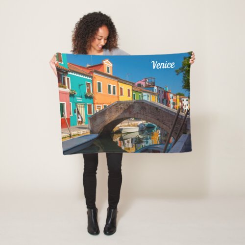 Burano Street Scene Venice Italy Fleece Blanket