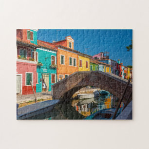 Burano Street Scene Venice Italy Jigsaw Puzzle