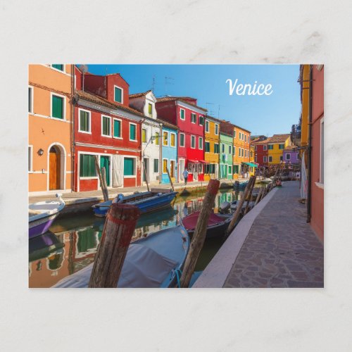 Burano Street Scene Venice Italy Postcard