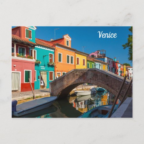 Burano Street Scene Venice Italy Postcard