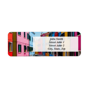 Burano Venice Colorful houses Label