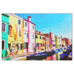 Burano, Venice watercolor painting Fabric