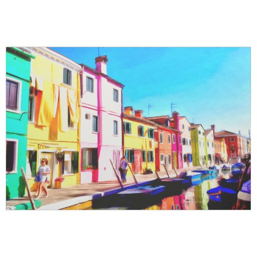 Burano, Venice watercolor painting Fabric