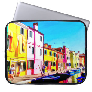 Burano, Venice watercolor painting Laptop Sleeve